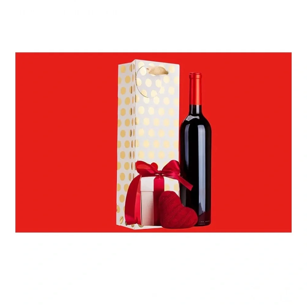 Gold Polka Dot Party Wine Bottle Gift Bags Set of 12 (A235)